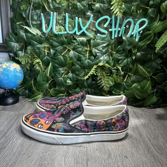 Vans Classic Slip On Trippy Drip Mushroom Skull Shoes Men’s 13 Psychedelic main image 7